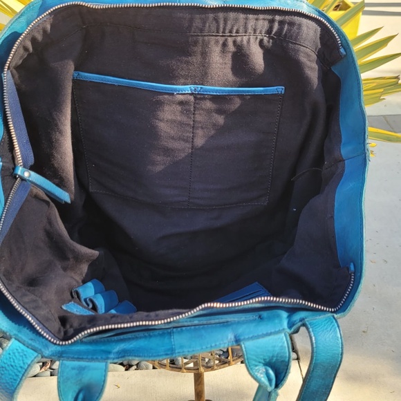 NEW PRICE LATICO BASKETWEAVE BAG 100% LEATHER - BLUE - Picture 5 of 6